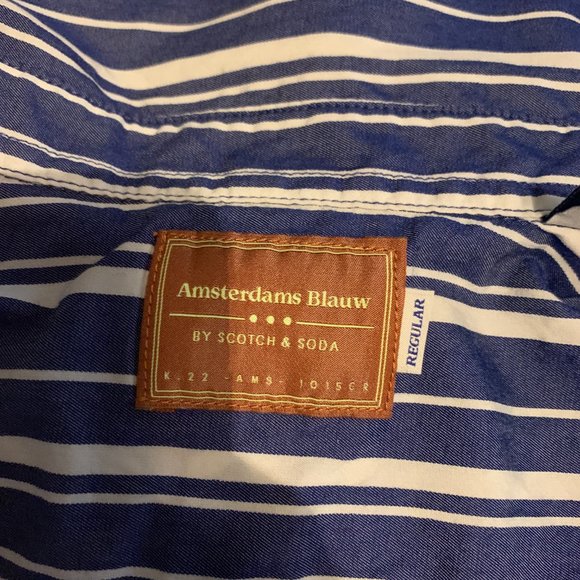 Scotch + Soda Amsterdams Blauw long sleeve button up in blue/white stripe - Picture 3 of 4